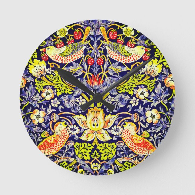 Strawberry Thief Birds William Morris Rund Klocka (Framsida)