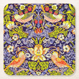 Strawberry Thief Birds William Morris Underlägg Papper Kvadrat