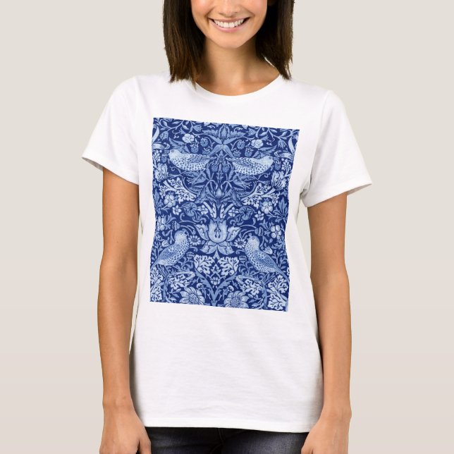 Strawberry Thief Blue Monotone, William Morris T Shirt (Framsida)