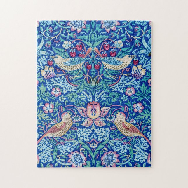 Strawberry Thief Blue, William Morris Pussel (Vertikal)
