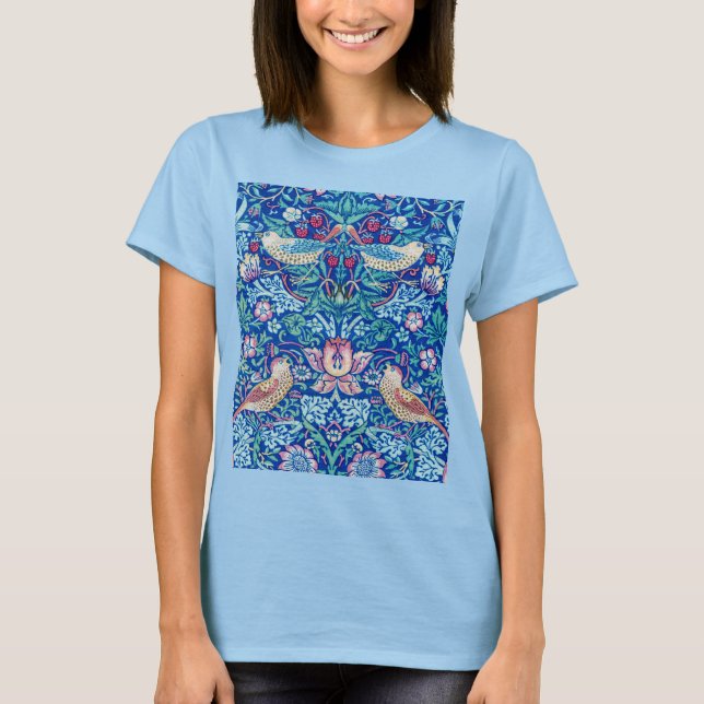 Strawberry Thief Blue, William Morris T Shirt (Framsida)