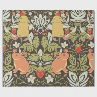 Strawberry thief Bunnies pattern Presentpapper