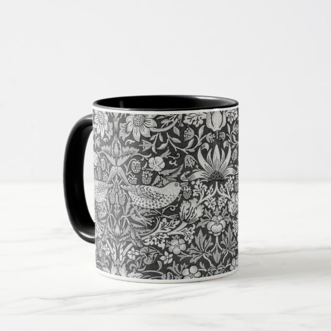 Strawberry Thief Grått, William Morris Mugg (Framsida vänster)