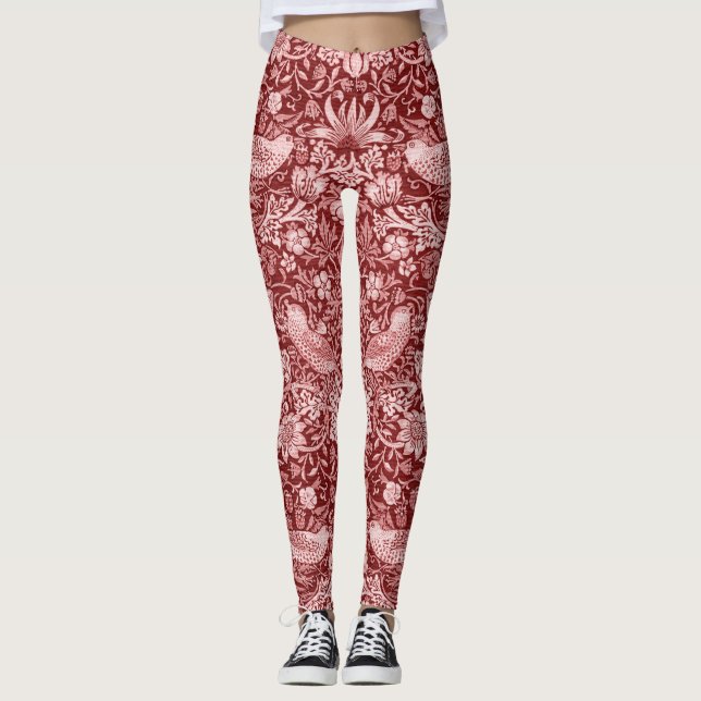 Strawberry Thief Maroon, William Morris Leggings (Framsida)