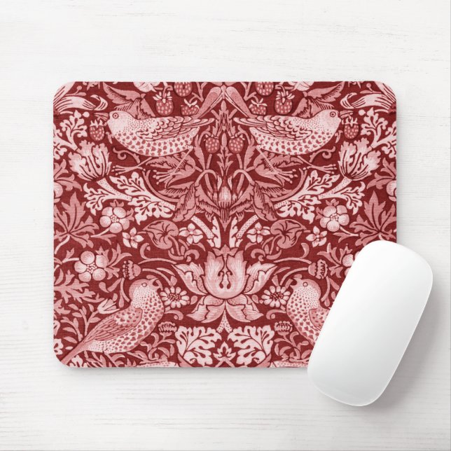 Strawberry Thief Maroon, William Morris Musmatta (Med mus)
