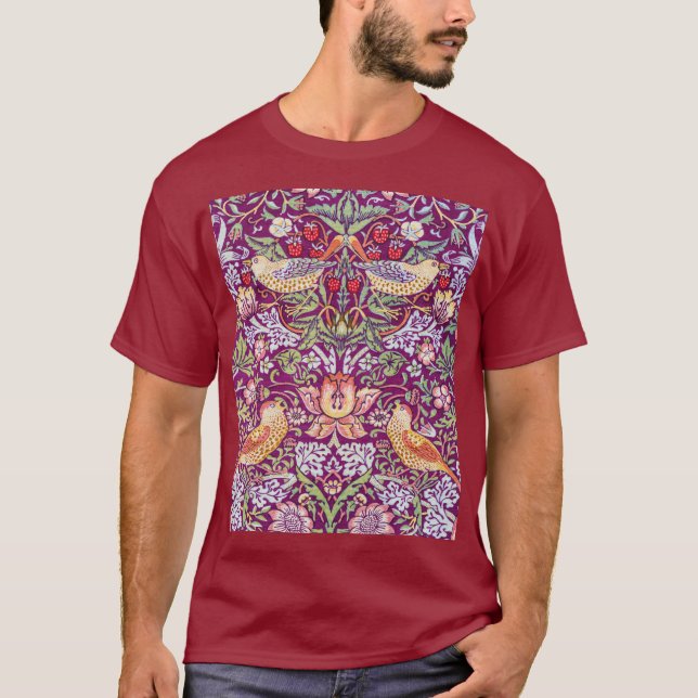Strawberry Thief Red, William Morris T Shirt (Framsida)
