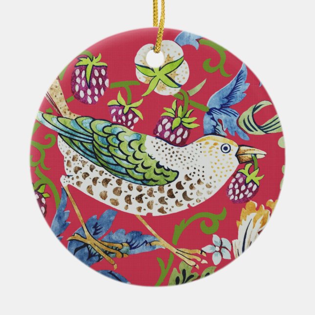 Strawberry Thief William Morris Julgransprydnad Keramik (Framsidan)