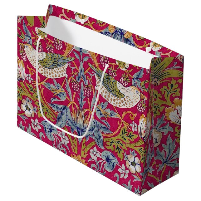 Strawberry Thief, William Morris Large Gift Bag (Framsidan Vinklad)