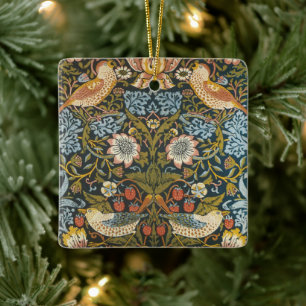 Strawberry Thieves av William Morris, Vintage Art Julgransprydnad Keramik