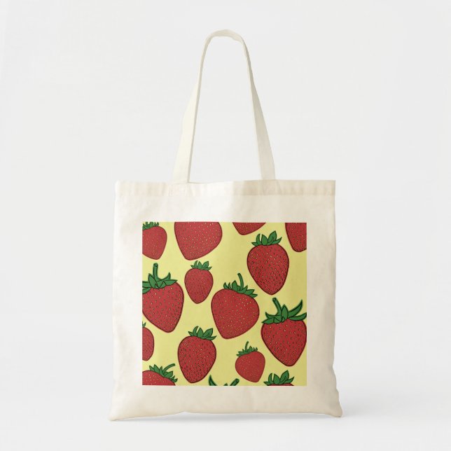 Strawberry Tote Bag Tygkasse (Framsidan)