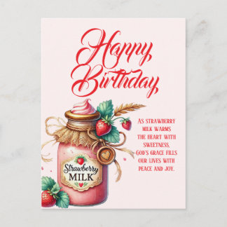 Strawberry Warmth Birthday Christian Card Vykort