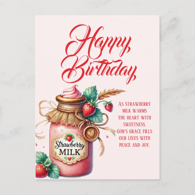 Strawberry Warmth Birthday Christian Card Vykort (Framsida)