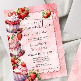 Strawberry Watercolor Sweetie Baby Shower Inbjudningar