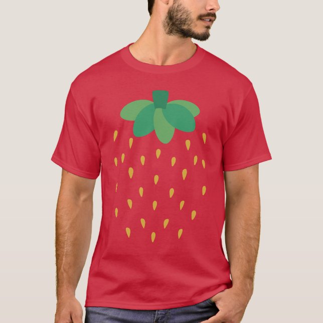 strawberry with a red background t shirt (Framsida)