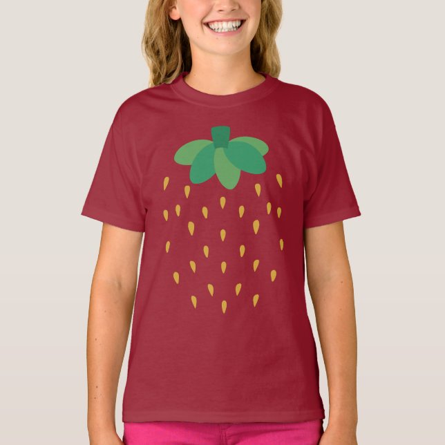 strawberry with a red background t shirt (Framsida)
