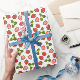 Strawberry Wrapping Paper - White Presentpapper