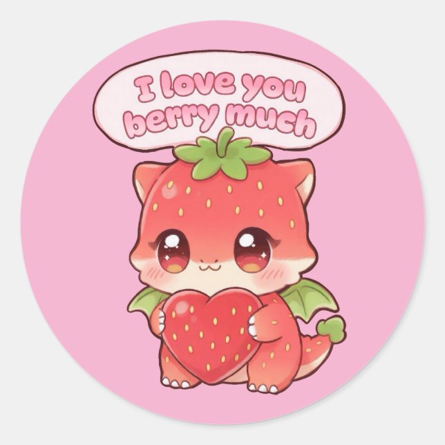 Strawberryvalentin Runt Klistermärke (Framsida)