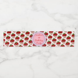 Strawbery Girl Rosa Birthday Tack Berry Mycket ch Vattenflaska Etikett