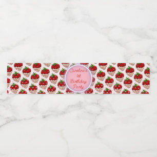 Strawbery Girl Rosa Birthday Tack Berry Mycket ch Vattenflaska Etikett