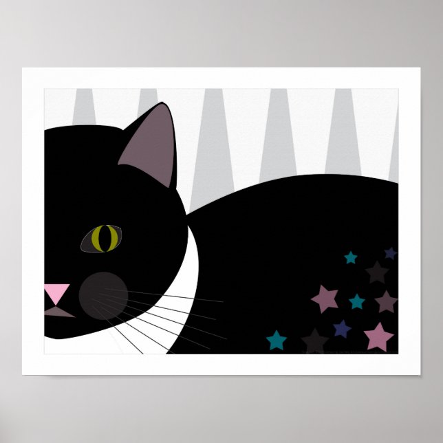 Stray Cat | Abstrakt Art | Svart, Grått och vit Poster (Framsidan)