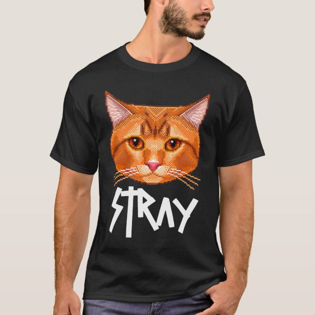 Stray Cat Pixelated T Shirt (Framsida)