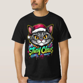 Stray Claus – Graffiti Christmas Cat Design T Shirt