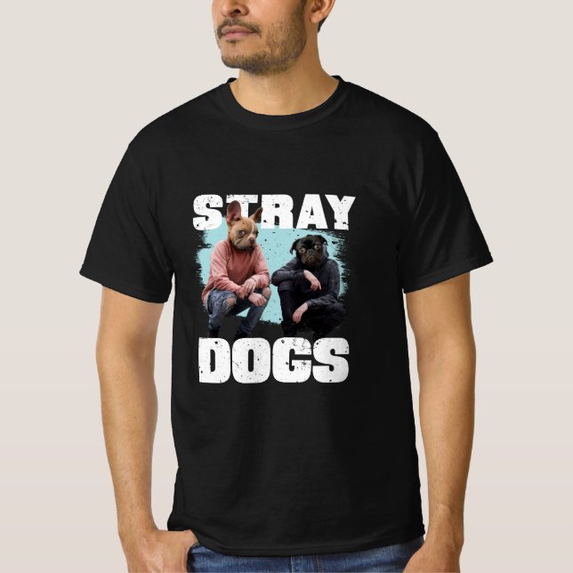 STRAY HUNDAR FUNNY FOLLE WITH HUNDAR HEADS T SHIRT (Framsida)