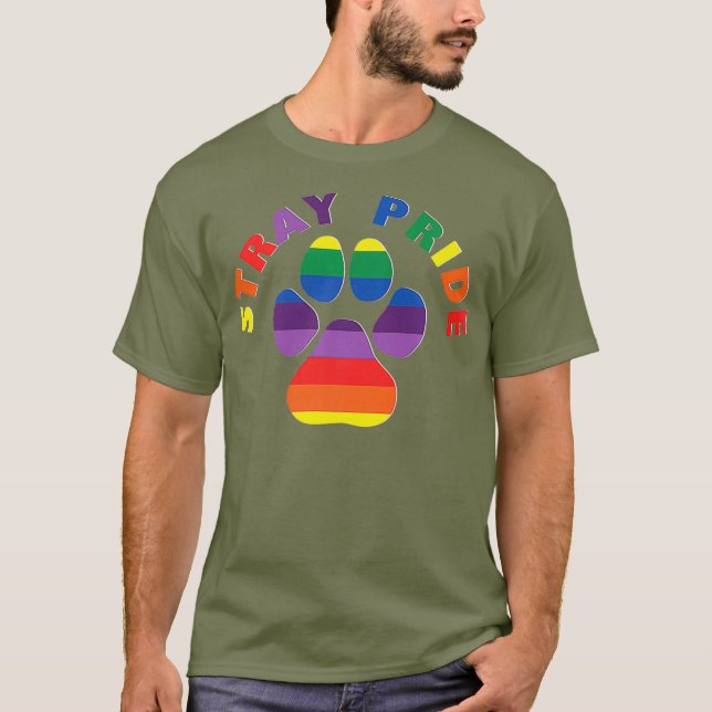 Stray Pride Cat Hund Rainbow Tass T Shirt (Framsida)