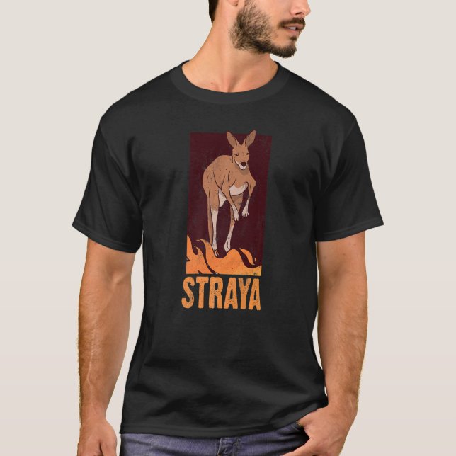 Straya Patriotic Australian Kangaroo Australien T Shirt (Framsida)