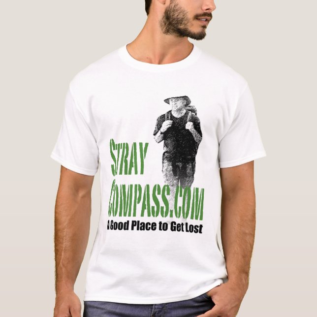StrayCompass.com manar som är grön på grönt T-shirt (Framsida)