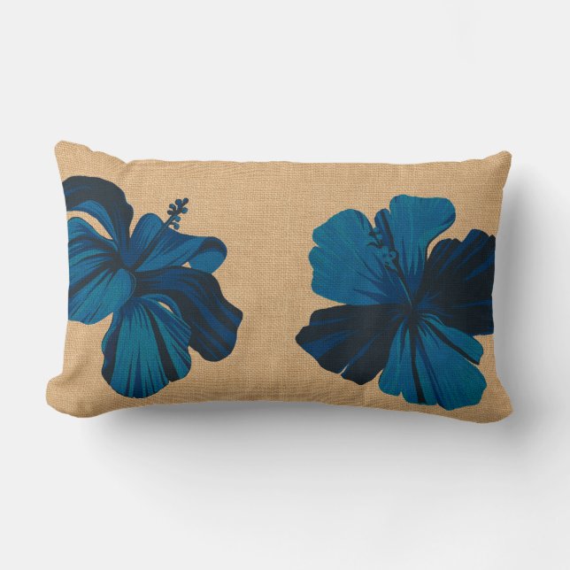 Streaky Hawaiian Hibiscus FauxLinen Lumbar Pillows Lumbarkudde (Framsida)