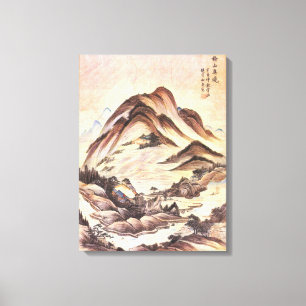 Stream och Mountain Koreanska Joseon Dynasty Folk Canvastryck