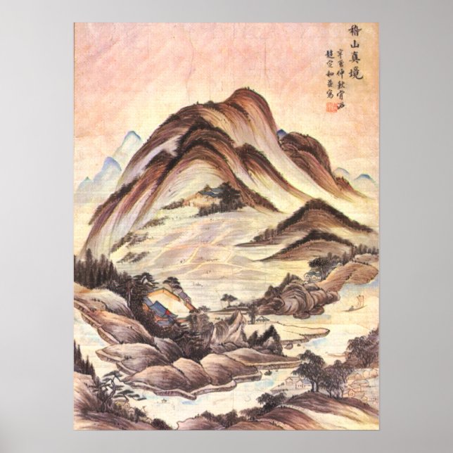 Stream och Mountain Koreanska Joseon Dynasty Folk  Poster (Framsidan)