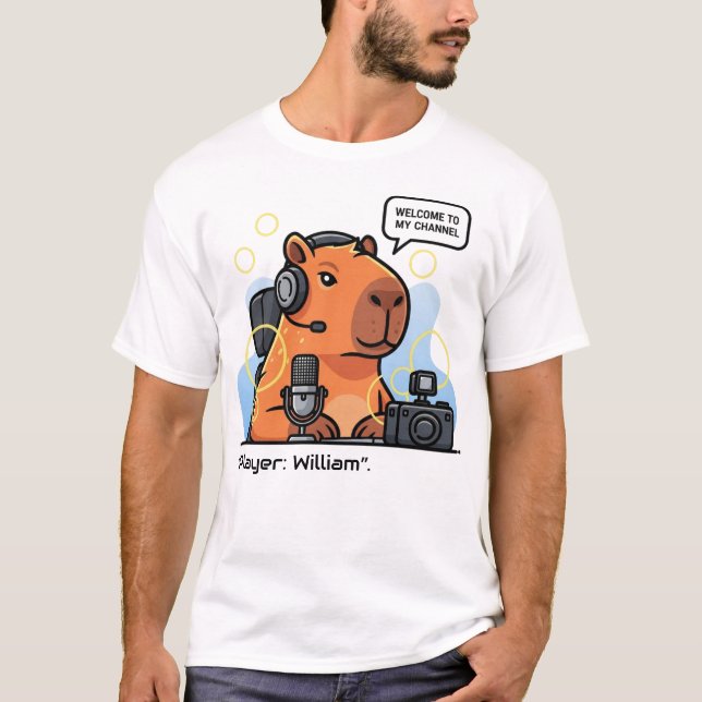 Streamer Capybara T-Shirt – Personalized Gamer App (Framsida)