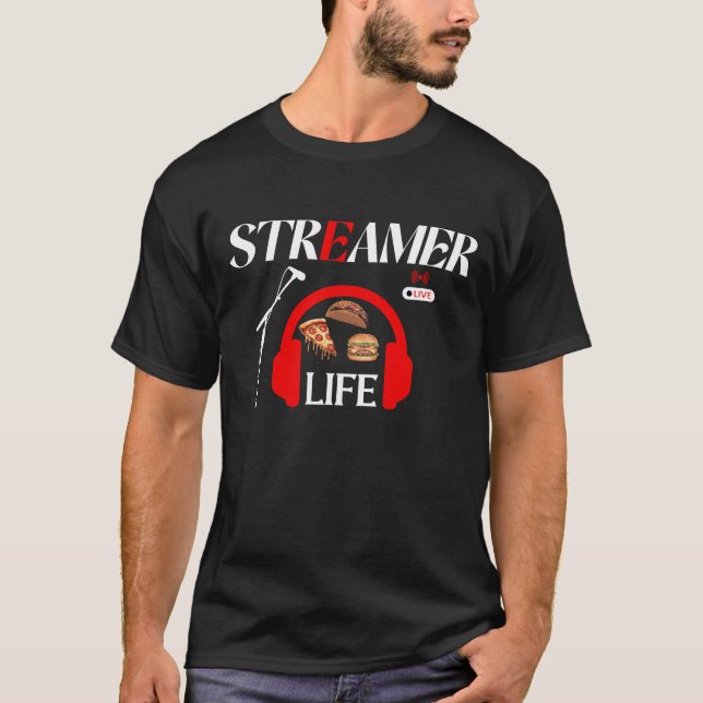 Streamer Life: Streams & Snacks T Shirt (Framsida)