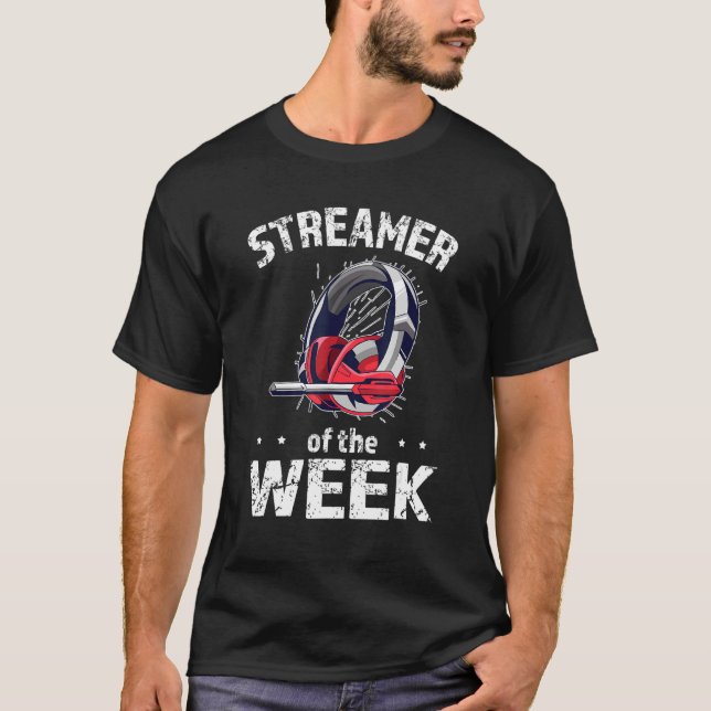 Streamer Of The Week Spel Headset Streamer T Shirt (Framsida)