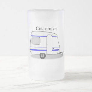 Streamerad liten släpvagn, zigenarkaravan frostat ölglas