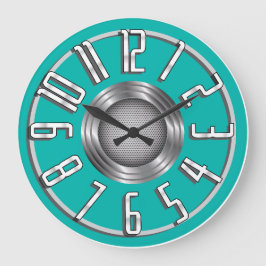 Streamline Art Deco Wall Clock - Aqua Stor Klocka