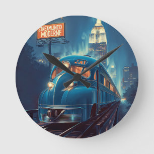 Streamline Moderne Vintage New York Express Rund Klocka