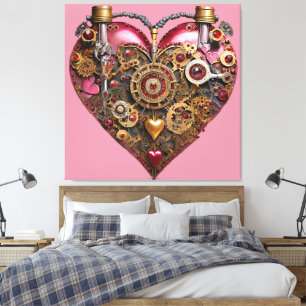 Streampunk Heart Ruby Valentine Canvastryck