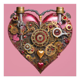 Streampunk Heart Ruby Valentine Fototryck