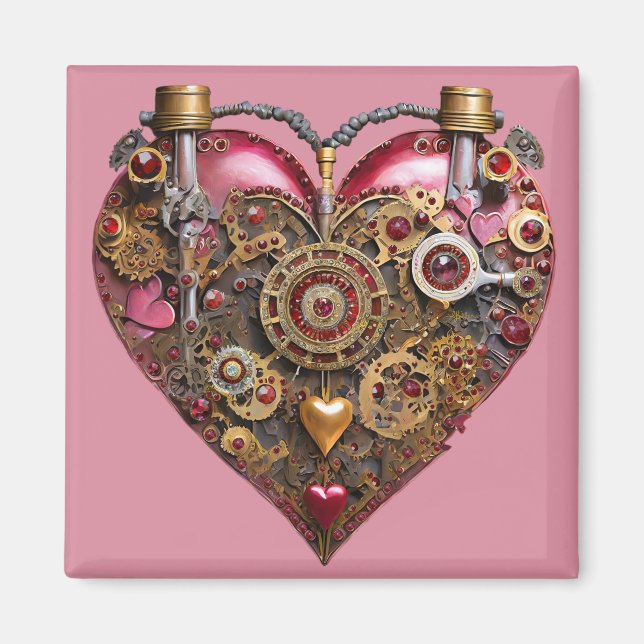 Streampunk Heart Ruby Valentine Magnet (Framsidan)