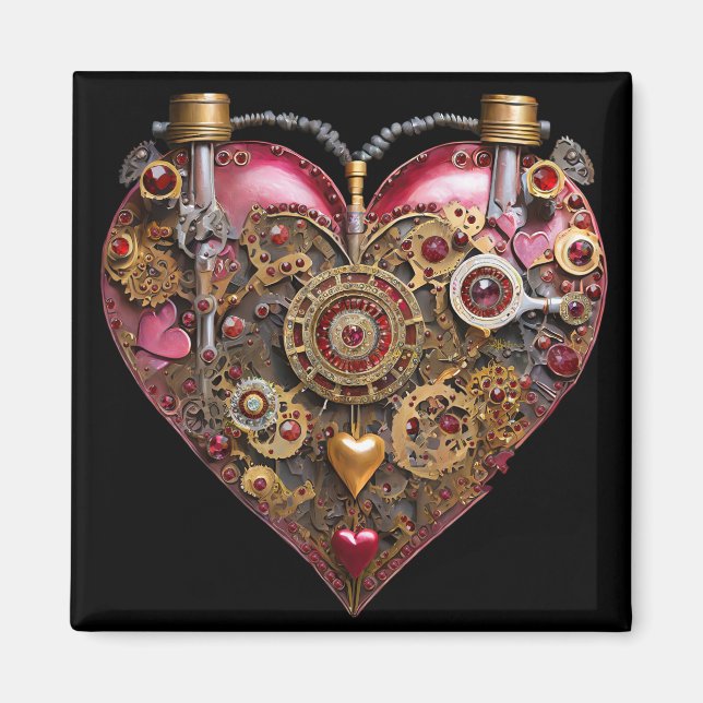 Streampunk Heart Ruby Valentine Magnet (Framsidan)