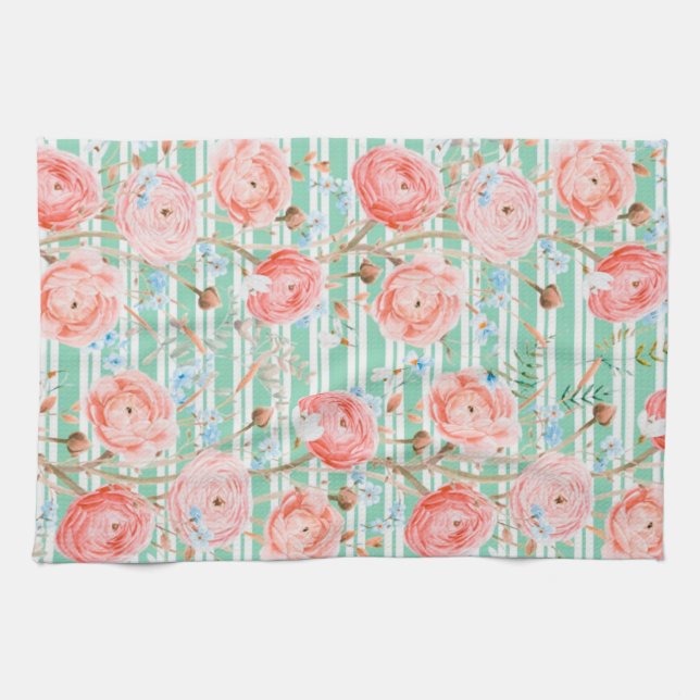 Streck Blommönster Kitchen Towel Kökshandduk (Horisontell)