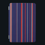 Streck, färg, röd, marin, grått iPad mini skydd<br><div class="desc">Streck,  populärt mönster,  rött,  marinblått och grått.</div>