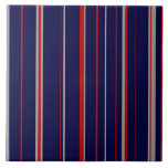 Streck, färg, röd, marin, grått kakelplatta<br><div class="desc">Streck,  populärt mönster,  rött,  marinblått och grått.</div>
