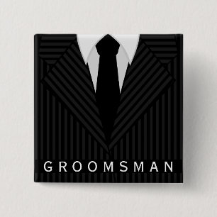 Streck Kostym Bachelor Party Groomsman Square Pin Knapp