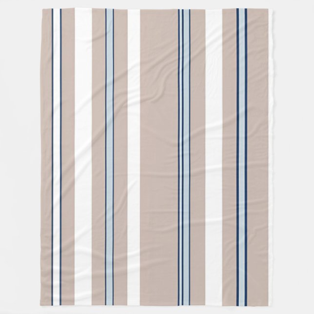 Streckad blå, vit och begudd med svarta accenter fleecefilt (Framsidan)