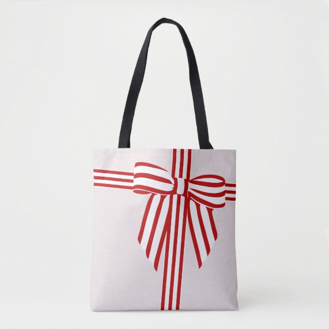 Streckad Bow Tote Bag Tygkasse (Framsida)