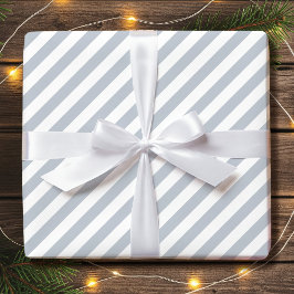 Streckad diagonal Helgdag Enkel Grått Vit Presentpapper